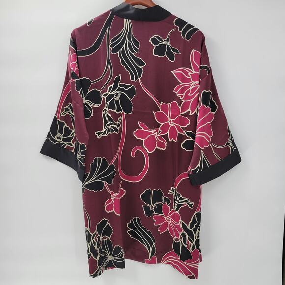 Chicos Travelers Kimono Jacket L/XL Deep Chianti Purple Floral Open Front NWT - Picture 11 of 16